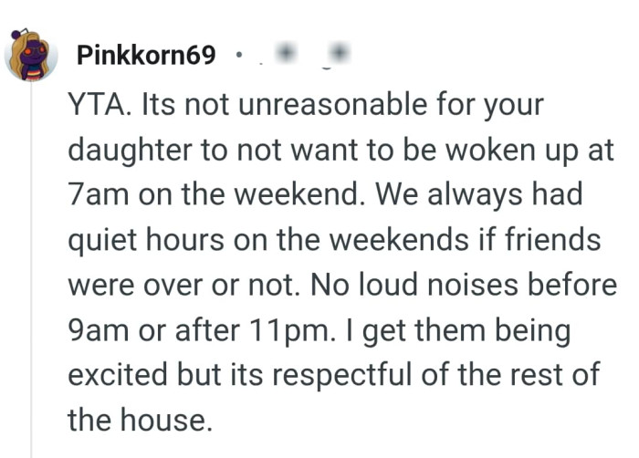 The daughter isn't asking for something unreasonable