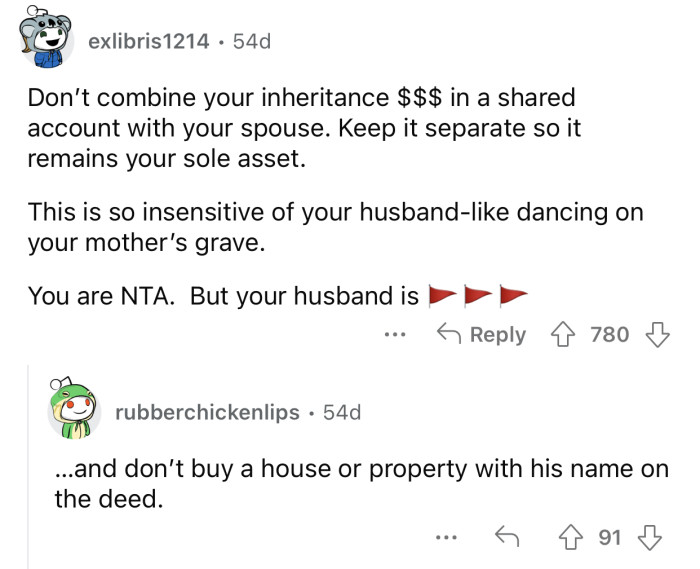 OP should not combine the inheritance with the rest of their money.