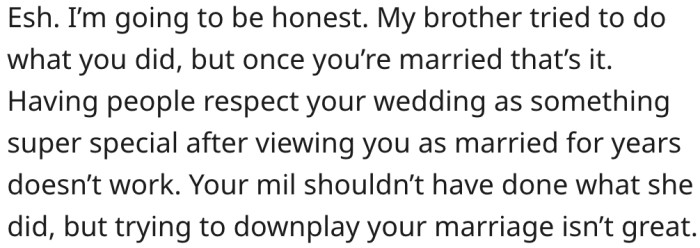 It's usually not good to downplay your marriage, regardless of how it's done.