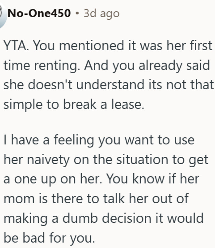 Using someone's inexperience to get the upper hand on a lease is not a flex