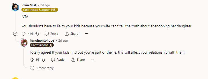 7. NTA. You shouldn't have to lie to your kids.