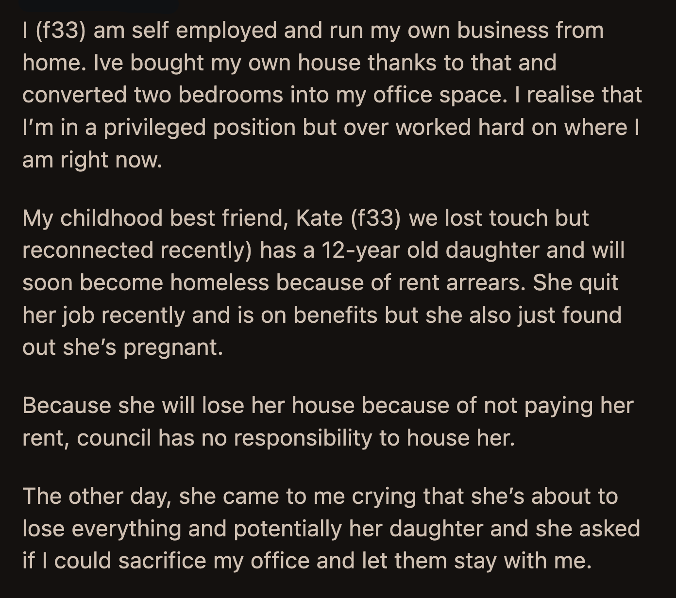 OP thought that was behind them until her sister informed her about a Facebook post Kate wrote about her.