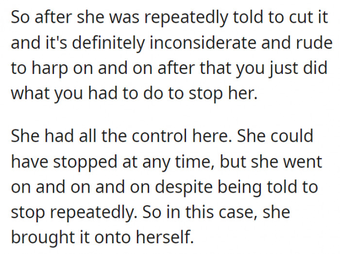 But MIL brought it all down onto herself