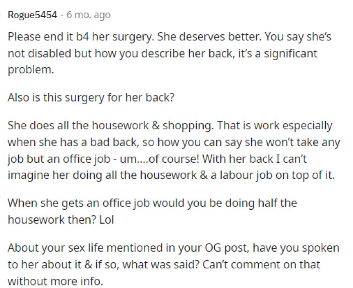 She deserves better simply because he feels like she's a burden and someone else might appreciate her more.