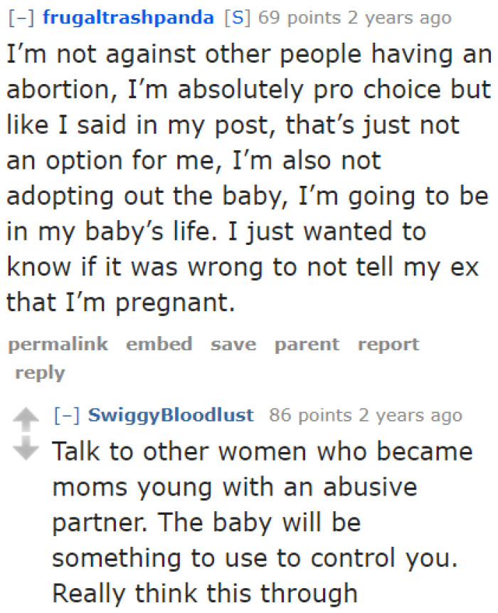 The OP says the baby is staying with her. She wants to be in her child's life.