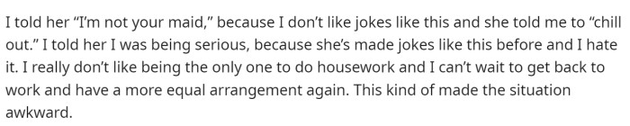 He mentioned that he responded to her in the moment to give his girlfriend a bit of a reaction since he doesn't like jokes like those.