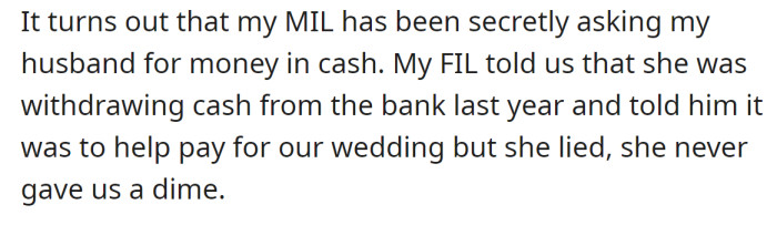 FIL realized that his wife was lying about the money and went home: