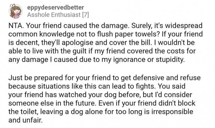 Toilet aside, leaving the dog for so long is irresponsible and reason enough to no longer use them for a sitter