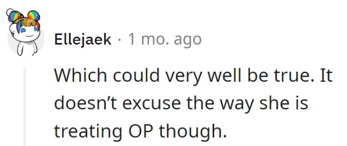 Grandma's got a hidden storyline, but treating OP like the villain isn't winning her any awards.