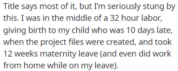 OP Was in the Middle of Giving Birth When the Project Files Were Created