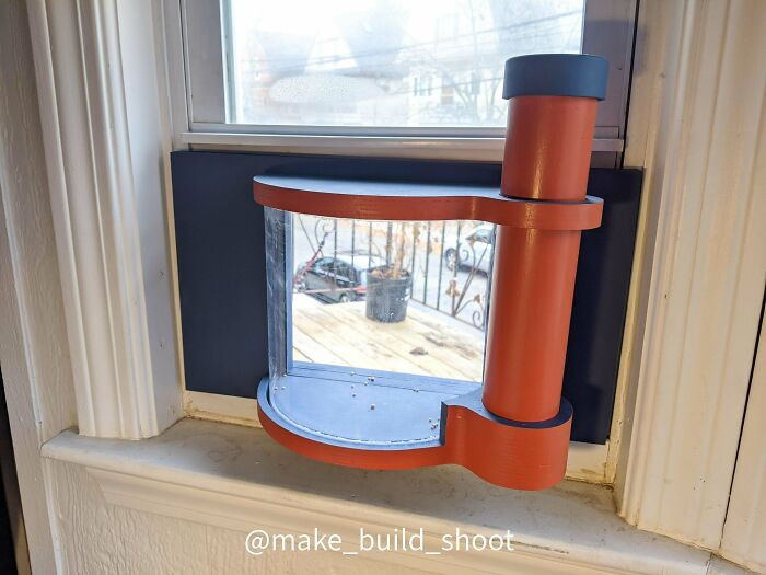 "I Just Finished A Window Mounted Bird Feeder That I Can Refill From Inside"