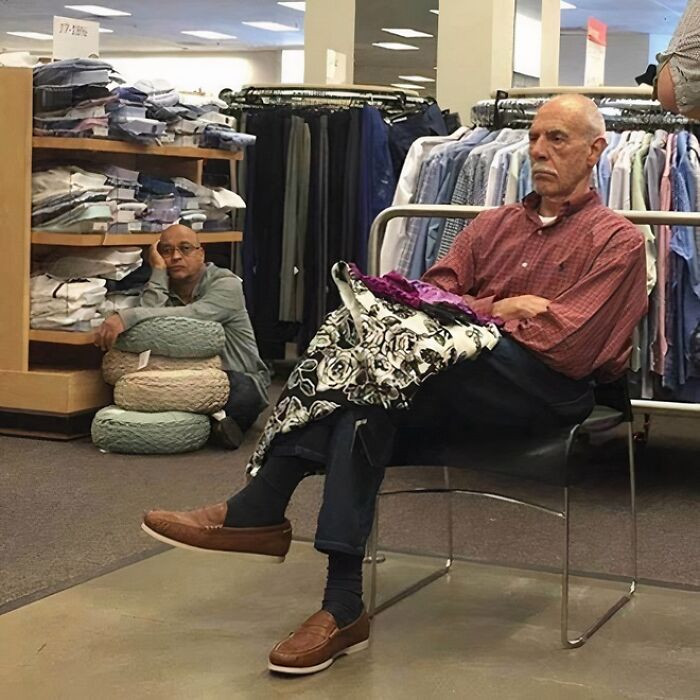 "Miserable Husbands Trapped While Their Wives Shop"