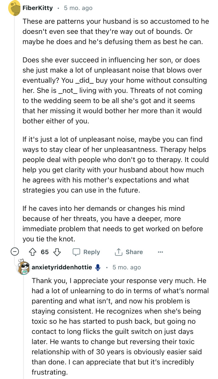 “These are patterns your husband is so accustomed to that he doesn't even see that they're way out of bounds.”