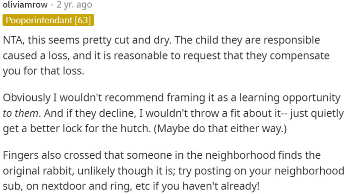 Child's actions caused the loss; it is reasonable to request compensation