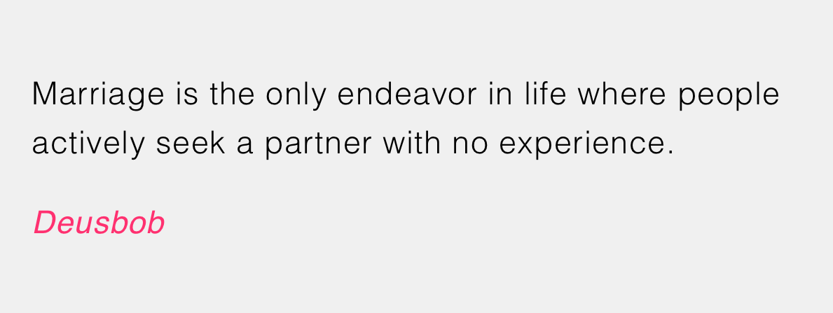 Seeking a life partner: Must have zero experience