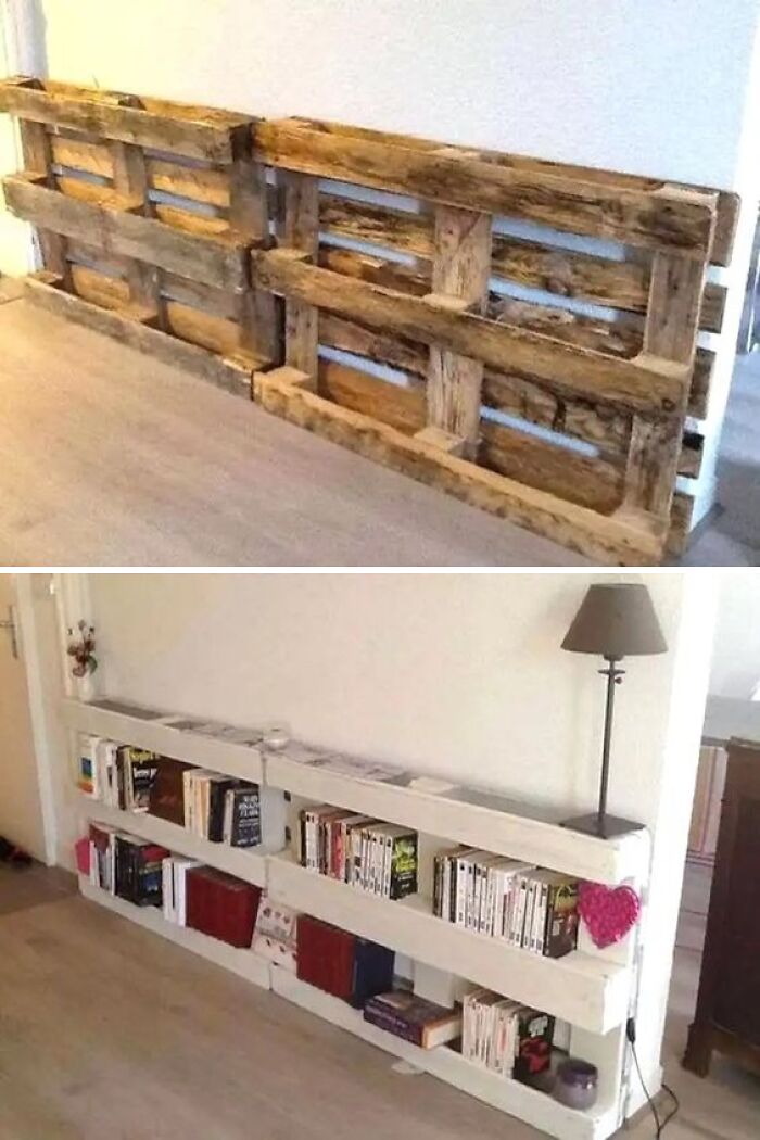 Bookshelf made of old pallets