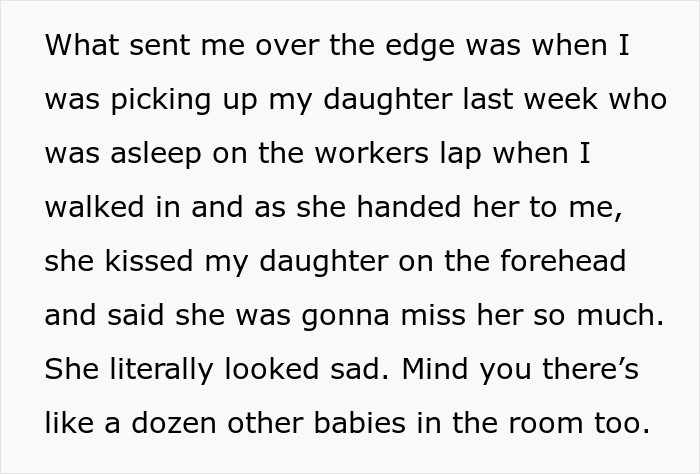 OP saw the worker kissing her daughter's forehead.