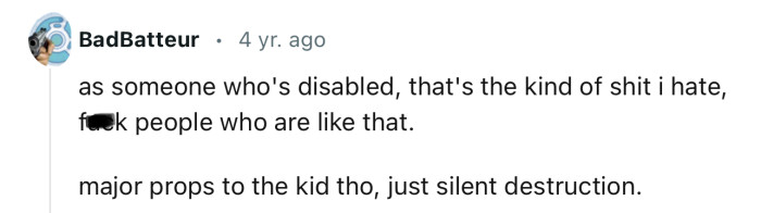 “Major props to the kid tho, just silent destruction.”