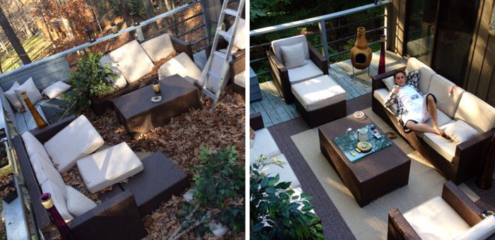 "Our Back Patio.. When We Moved In / 3 Months Later"