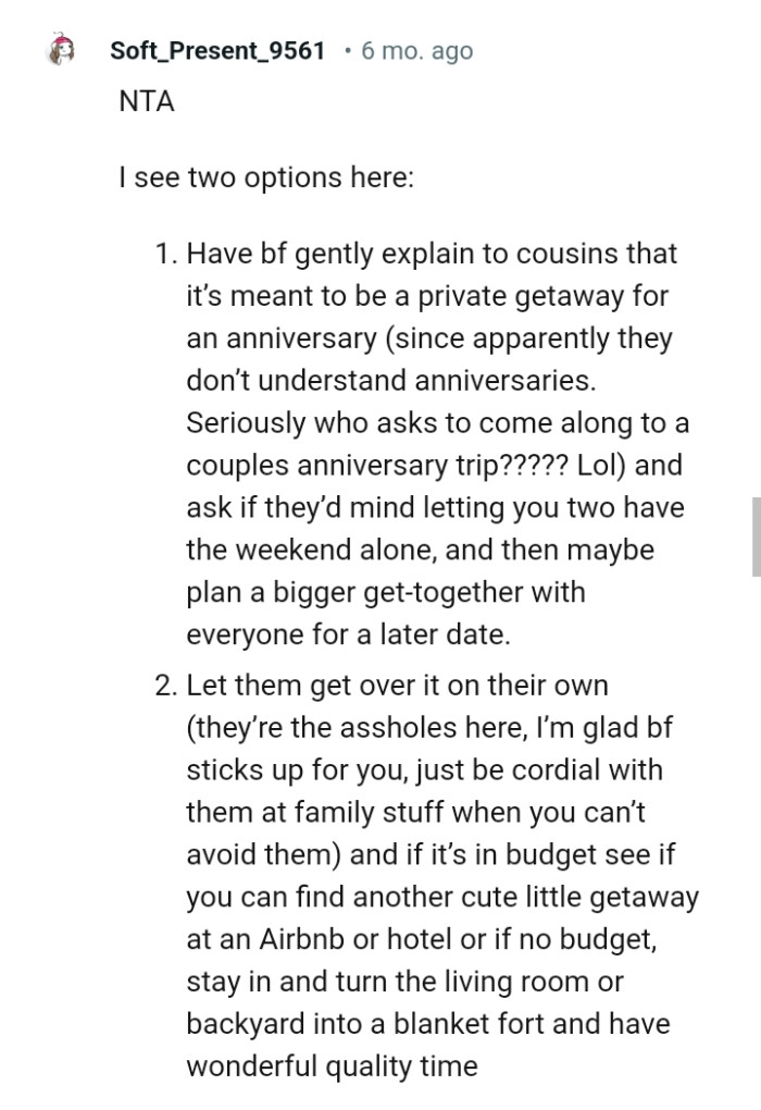 This Redditor is listing the two options they see here