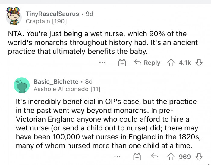 Here's what some Reddit users had to say about the history of wet nurses.