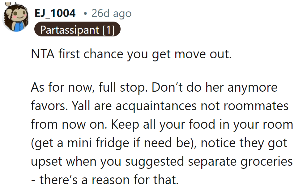 No more favors, just acquaintances. Keeping snacks close—separate groceries struck a nerve!