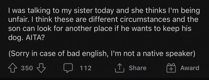 OP is unsure whether he made the right decision and decided to ask the Reddit community about it: