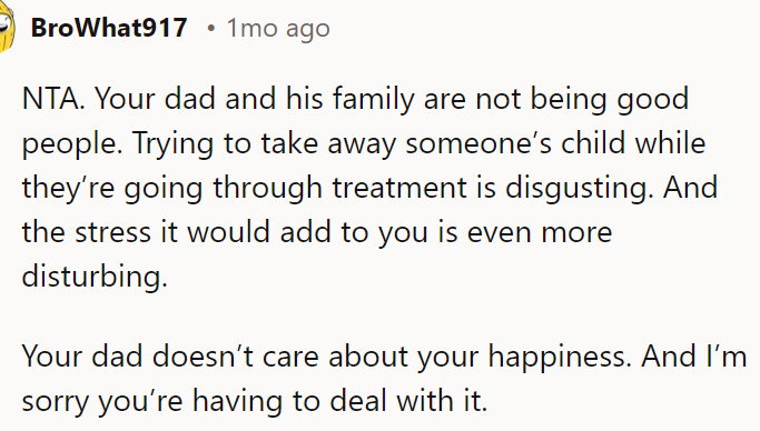 The OP's dad and his family don't sound like good people
