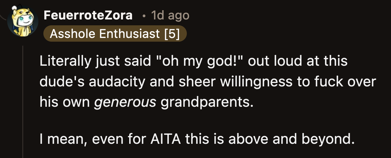 OP's post was rightfully crossposted on Am I the Devil. It's a subreddit reserved for the worst kinds of jerks.