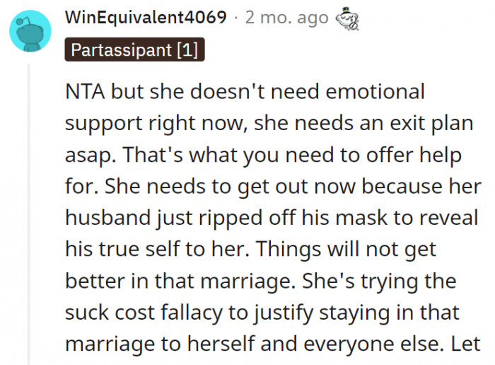 7. The cousin does need to get out of that marriage though