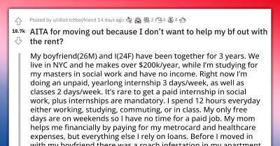 Redditor Moves Out Of Boyfriend's Luxury Condo After He Called Her A Gold Digger And Asked Her To Split Rent
