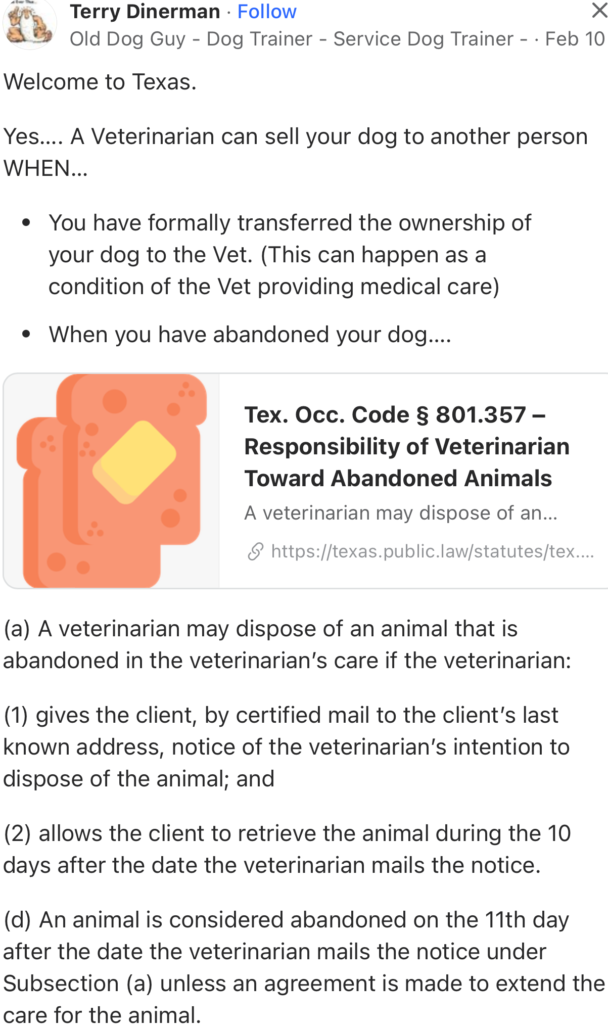 This Quora explained some situations that could legally allow a vet to sell your pooch