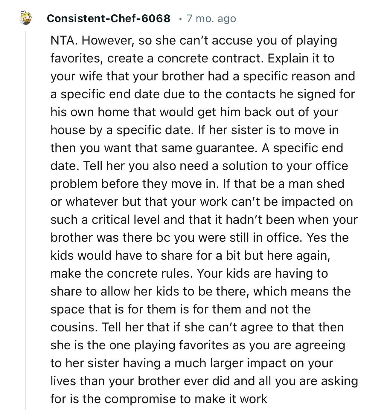 “NTA. However, so she can’t accuse you of playing favorites, create a concrete contract.”