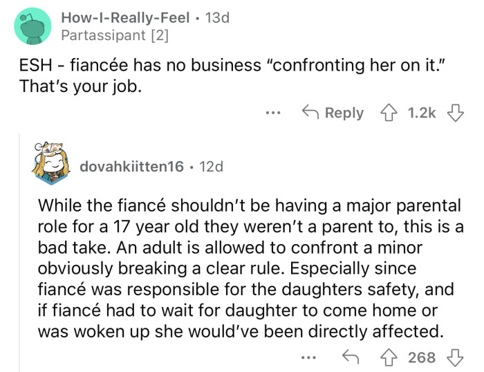 The fiancé should not have a major parental role.