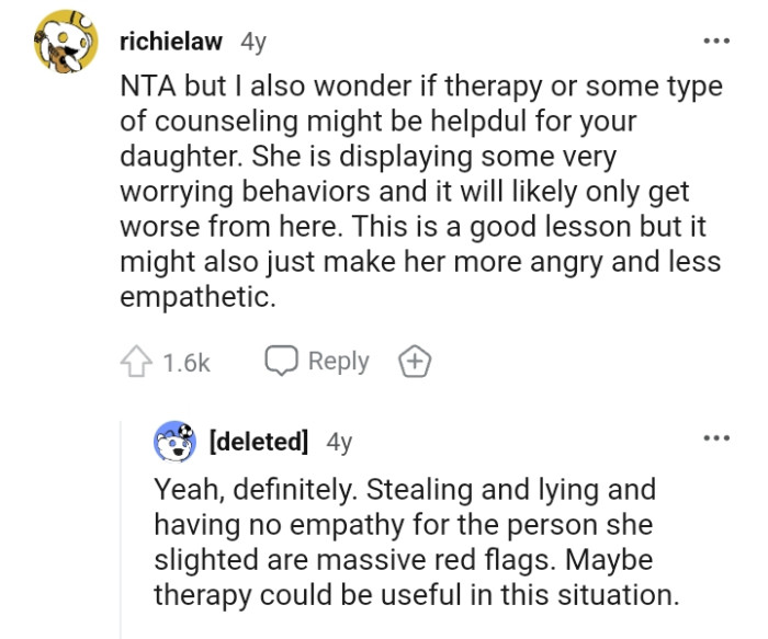 This is a good lesson but it can also make her more angry