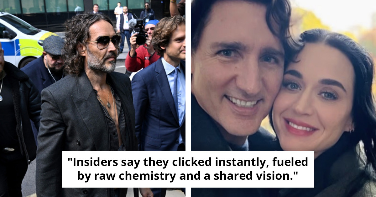 Russell Brand criticizes Katy Perry's connection with Justin Trudeau during a speech at Turning Point USA gathering