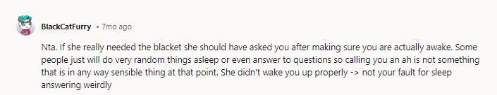 Info: Did you not give them a blanket before you went to sleep?