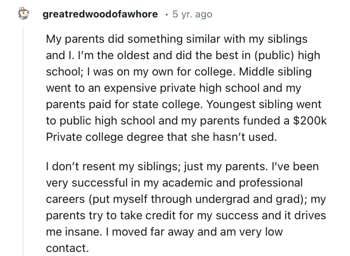“My parents did something similar with my siblings.”