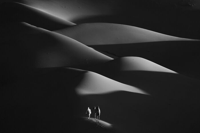 Black&white, 3rd Place: ‏sunset Over The Sands By Yousef Bin Shakar Al Zaabi