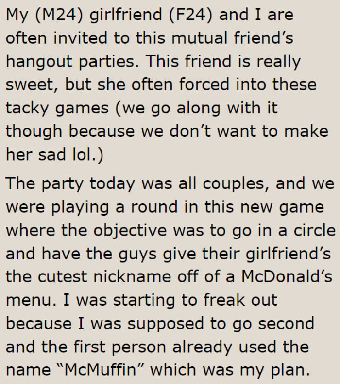 The group, which only included couples, had a game.