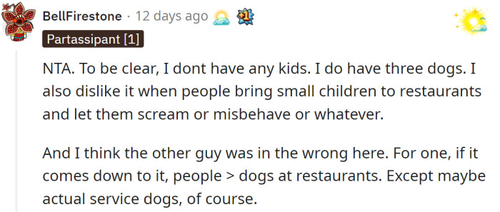 A dog owner agreed with the OP and