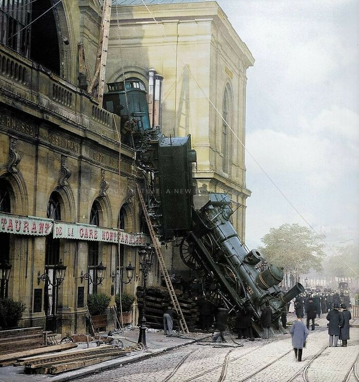 45. The Train Wreck At Montparnasse Station In Paris, France On The 22 October 1895.