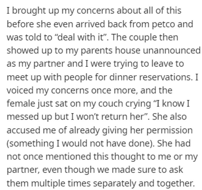 OP was told to deal with the other couple's decision, and that's when things started going south