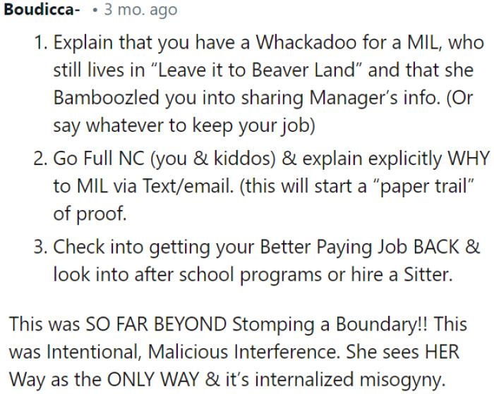 MIL's actions were intentional and malicious, driven by internalized misogyny.