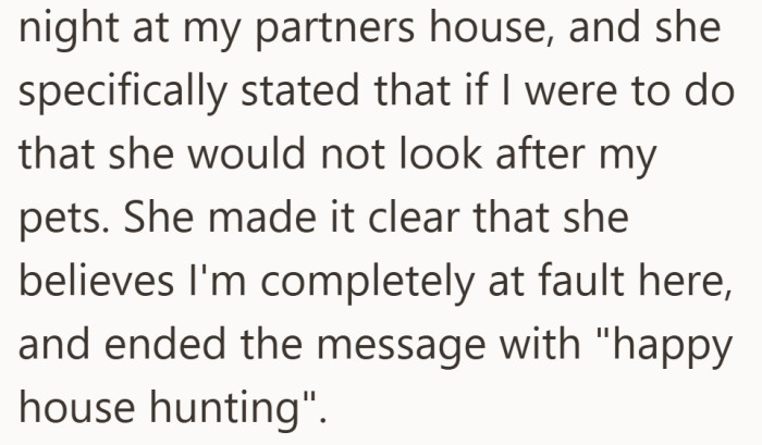 Her mum made it clear she blamed her entirely, then signed off with a sharp goodbye.