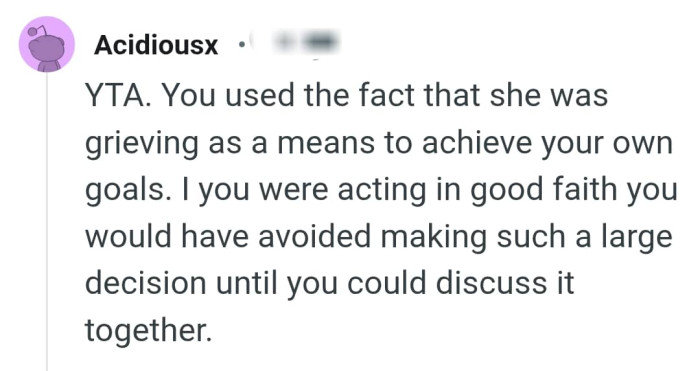 The OP used the chance to achieve his own goals