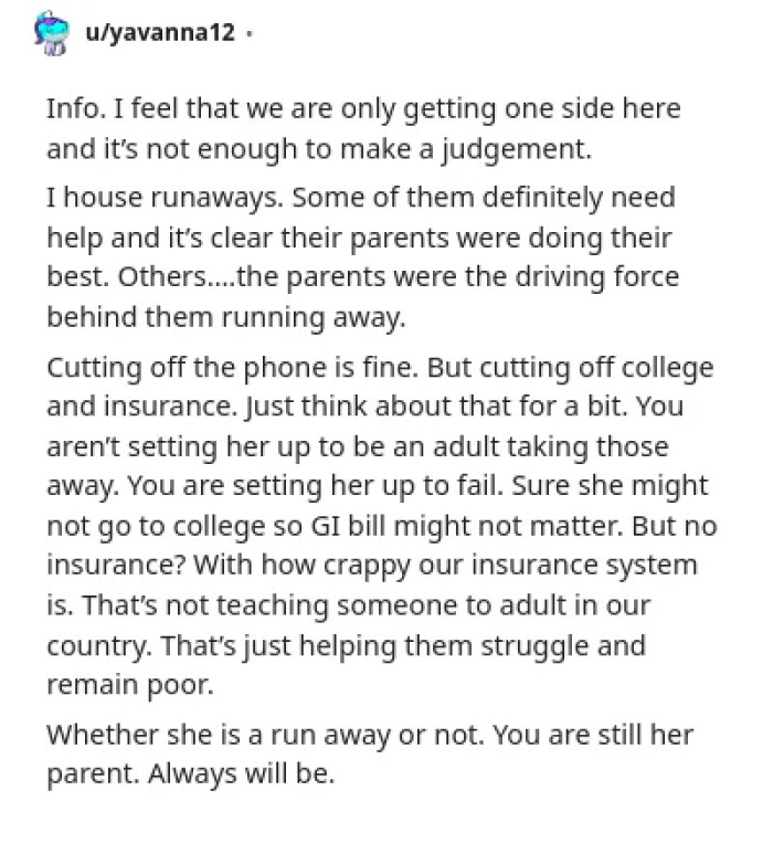 Parental concern over the daughter's phone abandonment sparks worry