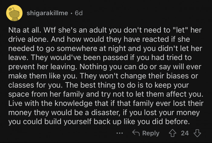 The girlfriend's family is always going to see him negatively.