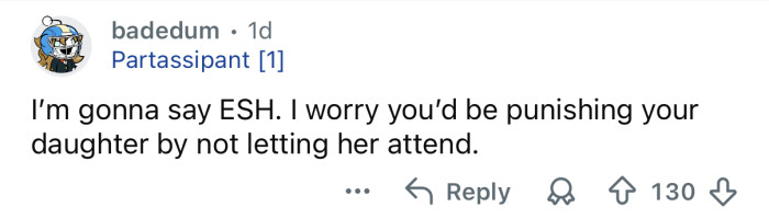 Don’t punish your daughter.