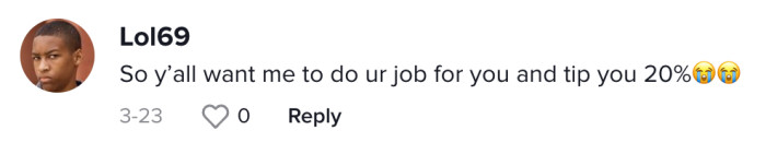 This commenter is not about to clean up any table and still drop a tip... H*ll no!